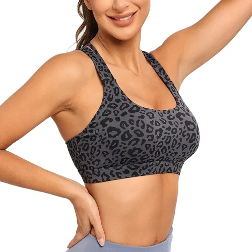 Vista 4 de Running Girl - sujetador deportivo para mujer, con tirantes acolchados y espalda cruzada, para yoga, de soporte mediano y con copas extraíbles