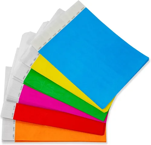 Vista 3 de Pulseras negras para eventos, 500 unidades, resistentes al desgarro, cómodas, impermeables, ligeras, para eventos, conciertos, entradas a