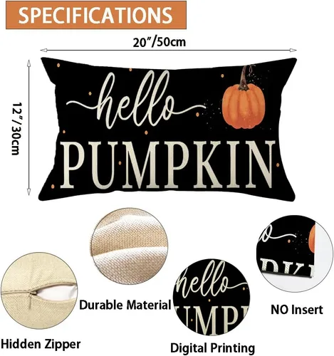 Vista 7 de Ogiselestyle Hello Pumpkin - Funda de almohada de 12 x 20 pulgadas, decoración de lunares para el hogar, sofá, otoño y Acción de Gracias