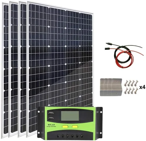 Vista 12 de Kit híbrido de turbina eólica de panel solar de 300 W (340 W): generador de turbina eólica de 100 W + 2 piezas de panel solar mono de 120