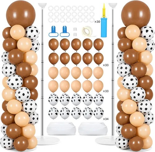 Vista 21 de Juego de 2 soportes de columna de globos plateados y blancos con 100 globos plateados con base para globos de confeti de suelo, kit de columna