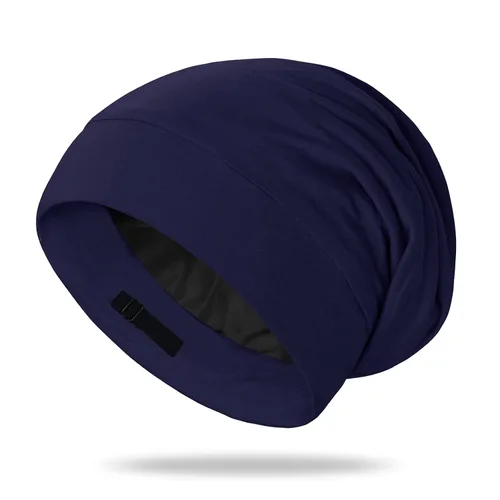 Vista 13 de OLESILK Gorro de seda para cabello rizado, gorro de seda para dormir, unisex, mediano, negro