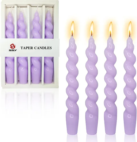 Vista 58 de SM101 - Vela cónica roja, velas en espiral de 10 pulgadas, velas largas cónicas sin goteo para cena, mesa de comedor, boda, fiesta, fiesta, Rojo