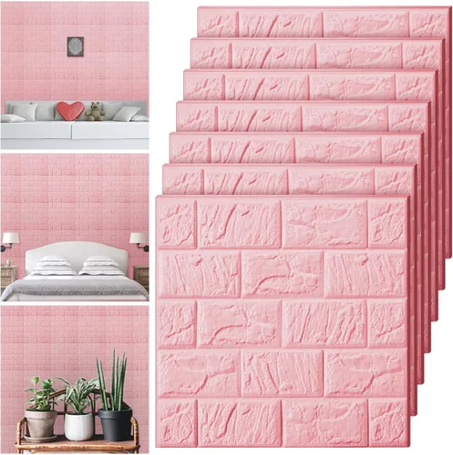 Vista 14 de Tinlade 30 Piezas 28.81 Pies Cuadrados Paneles de Pared 3D Despegar y Pegar Papel Tapiz de Ladrillo de Espuma Imprimible Paneles de Pared de Blanco