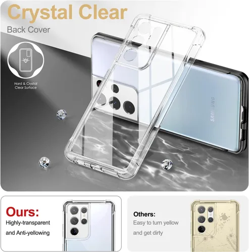 Vista 3 de SURITCH Funda Ultra Clear para Samsung Galaxy S21 de 6.8 pulgadas (solo protector de pantalla), [protector de pantalla integrado] carcasa rígida
