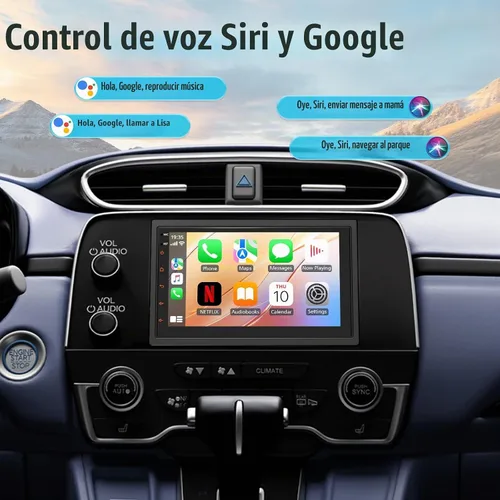 Vista 4 de Haudio Estéreo de auto de doble DIN de 7 pulgadas con Apple CarPlay inalámbrico y Android Auto, pantalla táctil de radio para automóvil
