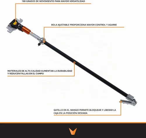 Vista 2 de 34" 180° Sure-Stop Flat Box Handle (recto) I Drywall Master I Secure Lock Giratorio para control de caja plana I Chicago Family Owned