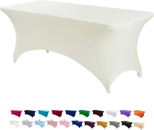 Vista 19 de Peomeise - Funda de mesa de elastano de 4 pies, mantel rectangular elástico de elastano (verde manzana, 4 pies)