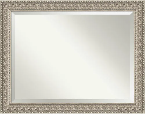 Vista 25 de Amanti Art - Espejo de baño plateado para sobre lavabo, espejo rectangular de níquel cepillado de 33x43, marco moderno extragrande, se cuelga