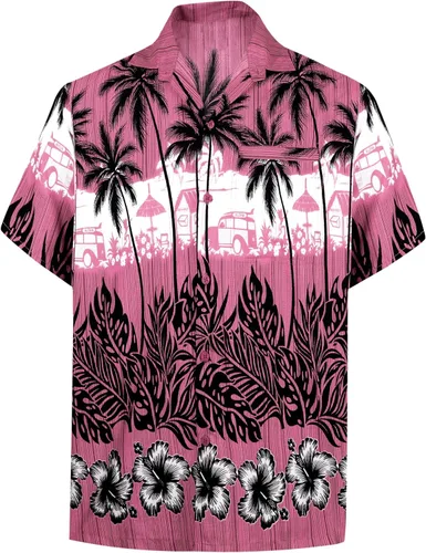 Vista 3 de LA LEELA Men's Hawaiian Shirt Short Sleeves Printed Button Down Summer Beach Dress Shirts