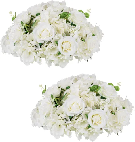 Vista 26 de Bolas de flores burdeos para centros de mesa: 11.8 pulgadas de diámetro, juego de 6