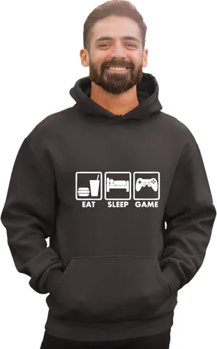 Vista 16 de Go All Out Eat Sleep Game - Sudadera con capucha para hombre y mujer Verde Irlandés