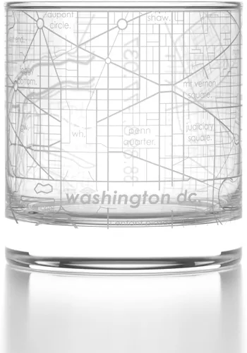 Vista 131 de Well Told Vaso de rocas grabado con mapa de Akron, Ohio, cristalería estilo antiguo (325ml, transparente) Vaso de bourbon grabado, regalos