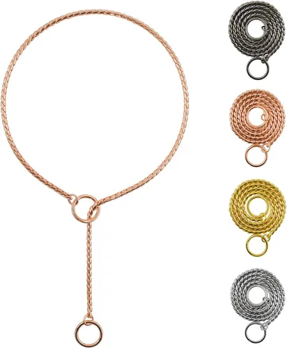 Vista 7 de Collar de Perro de Alta Resistencia, Collar de Perro Deslizante con Eslabones de Serpiente, Antióxido, 39.4cm-74.9cm, Negro/Oro/Plata/Oro Rosa