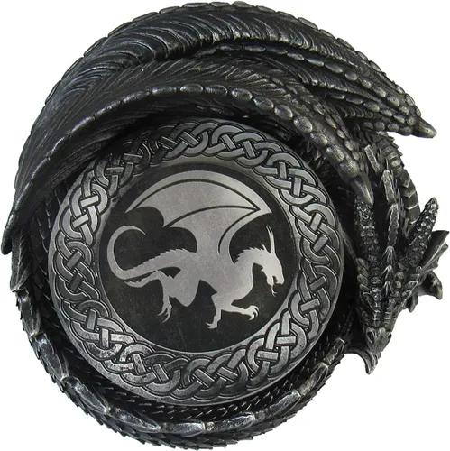 Vista 4 de DWK Posavasos decorativos con figura de dragón - Protege y sirve adorno - Accesorios góticos para el hogar - Diseño de estatua de fantasía - 6.5 in