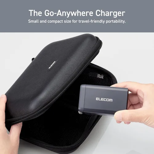 Vista 4 de ELECOM Bloque de cargador de pared USB C de 120W, multipuerto de 3 puertos GaN II Smart PD, carga ultrarrápida, adaptador de corriente compacto