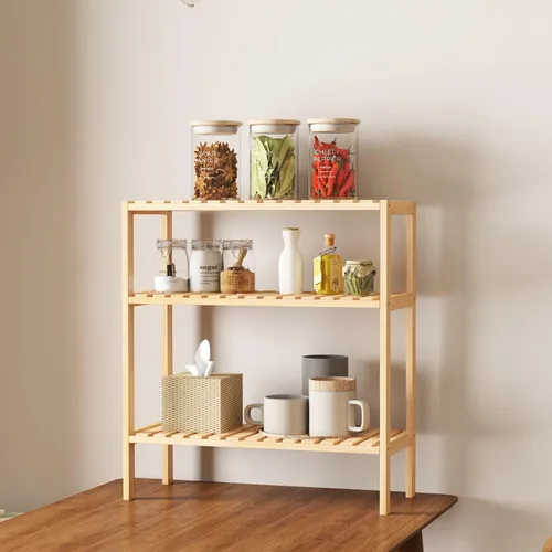 Vista 10 de Kinsuite Estante de almacenamiento de bambú de 5 niveles multifuncional de bambú para baño, cocina, sala de estar