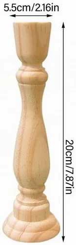 Vista 2 de 2 portavelas de madera, grueso, rústico, desgastado y elegante, tallado, pilar tallado, decoración de boda (7.87 pulgadas, madera)