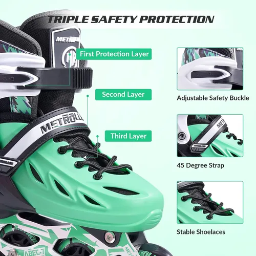 Vista 2 de METROLLER Patines en línea para niñas y niños, mujeres