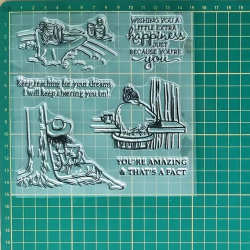 Vista 5 de Juego de sellos y troqueles transparentes para hacer tarjetas, plantillas cortadas para manualidades, álbumes de recortes, álbum de fotos, papel