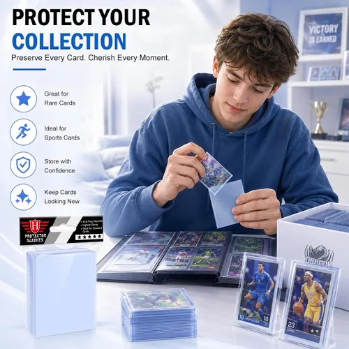 Vista 6 de 100 fundas transparentes para tarjetas intercambiables, fundas de plástico suave para tarjetas de béisbol, tarjetas deportivas, tarjetas de juego