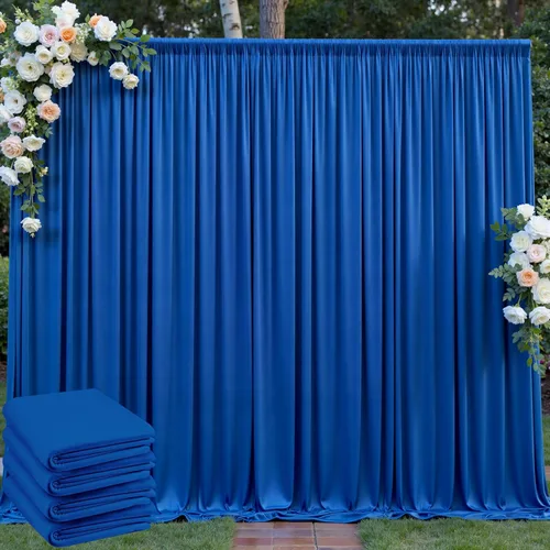 Vista 33 de Cortina de telón de fondo azul bebé de 10 x 8 pies sin arrugas para fiestas, cortinas de fondo de fotos de poliéster azul claro para cumpleaños