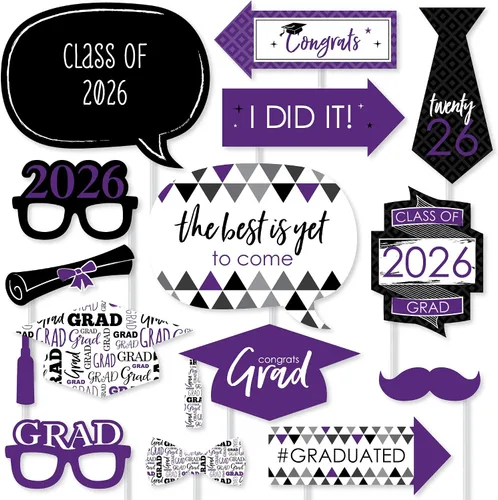 Vista 11 de Big Dot of Happiness Accesorios de graduación en blanco y negro para sesión de fotos 2026, juego de 20 unidades de accesorios de cabina de fotos