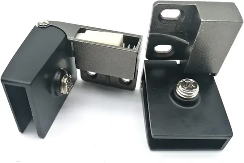 Vista 2 de 【2 piezas】 Bisagra de cristal para puerta de gabinete de exhibición de gabinete de vino, apto para 0.118-0.197 in, no necesita taladrar (132A negro)