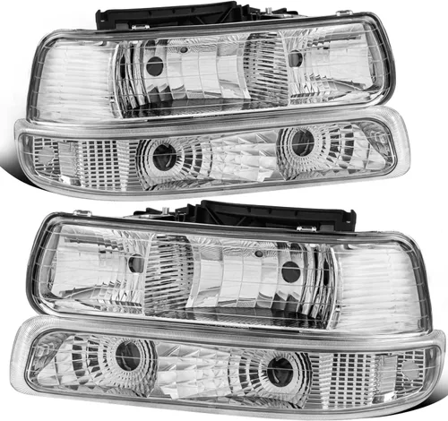 Vista 10 de MOSTPLUS Conjunto de faros delanteros compatible con Chevrolet Silverado 1500 2500 2000-2006 Suburban 1500 2500 1999-2002 con carcasa negra/lente