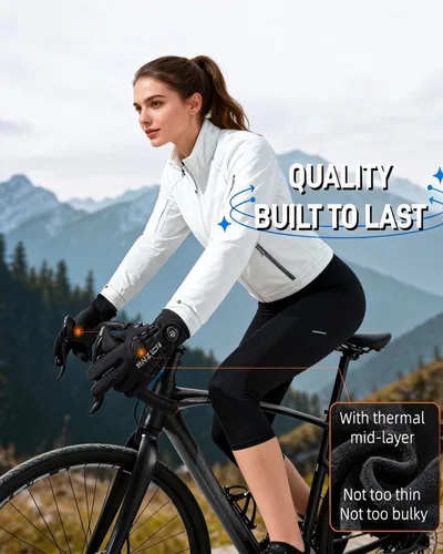 Vista 3 de Guantes de invierno para hombre, impermeables y resistentes al viento, guantes de ciclismo de 10 F para mujer, guantes cálidos para pantalla táctil
