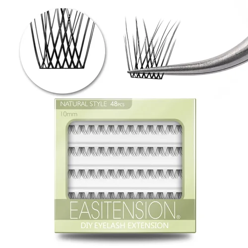 Vista 19 de Extensión de Pestañas DIY, Efecto 3D Pestañas Individuales Adheridas con Pegamento 12 Racimos Conjunto de Pestañas de Volumen, Extensión de Pestañas
