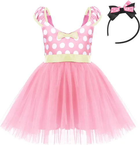 Vista 65 de IWEMEK - Maillot de ballet con diadema para niña con lunares, disfraz con diadema, leotardo