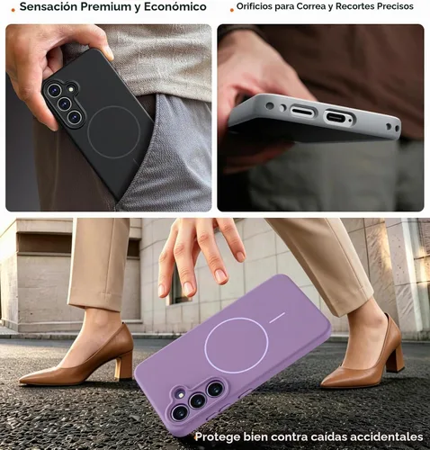 Vista 4 de Rayboen Funda magnética para Galaxy S24+ Plus, morado lila Lila Completo Púrpura