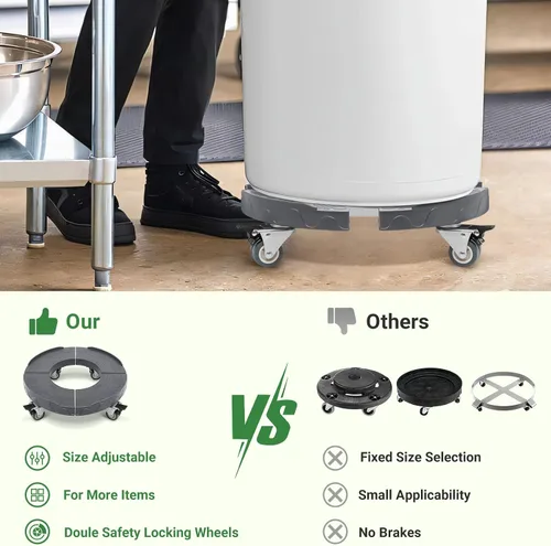Vista 7 de Nefish Rodillos para plantas con ruedas, soporte ajustable para plantas de 15 a 19 pulgadas con ruedas resistentes, carros de tambor de alta