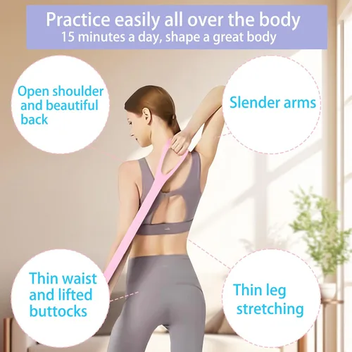 Vista 3 de Figura 8 bandas de resistencia para yoga, pilates y fitness, banda elástica de resistencia para brazos, espalda, hombros y pecho, equipo de pilates