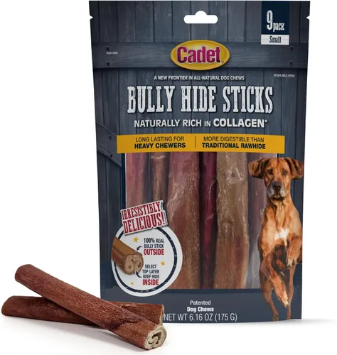 Vista 14 de Palitos de piel de toro Cadet para perros pequeños, 100% pizzle de res natural, masticables de ingredientes limitados y larga duración para perros