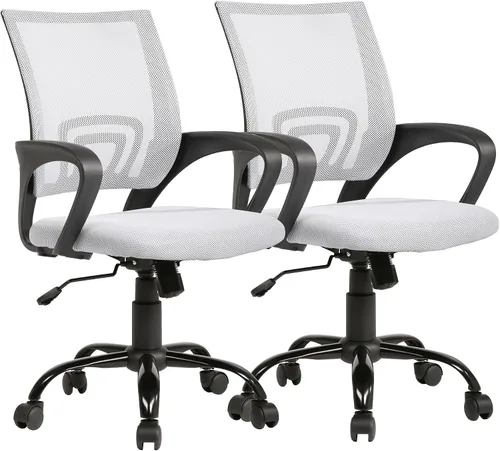 Vista 17 de PayLessHere Silla de Oficina para Computadora Ergonómica Económica Silla de Escritorio Ajustable Cómoda de Respaldo Medio de Trabajo con Ruedas