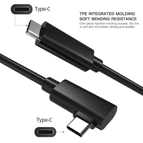 Vista 5 de BATEMEN W Cable de conexión profesional de 16 pies para Oculus Quest 2Quest Cable de carga rápida con un cable de alimentación tipo C en ángulo