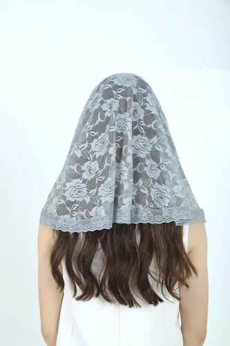Vista 28 de Velo de mantilla de encaje suave y cómodo, 7 colores, estilo español, velo de encaje, cubierta de cabeza, forma de D