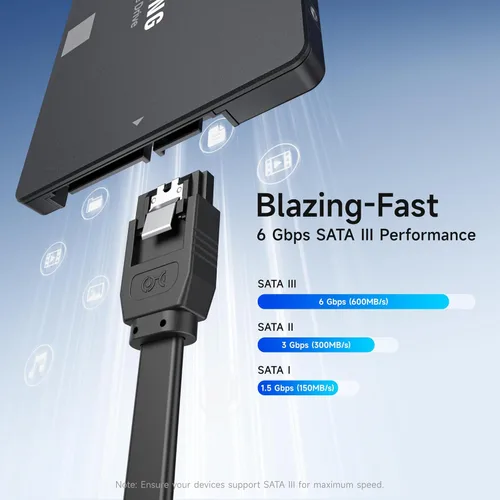 Vista 2 de Cable Matters Paquete de 3 cables SATA SATA de 90 grados – 18 pulgadas, SATA III 6Gbps de ángulo recto para SSD, HDD, unidades de CD/DVD, disco