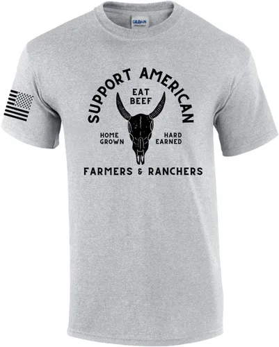 Vista 7 de Camiseta de manga corta con texto en inglés "Support American Farmers and Ranchers Eat Bebe