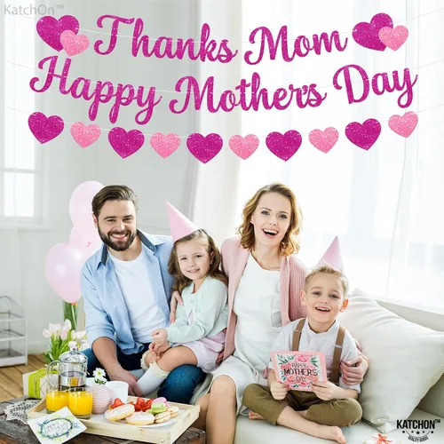 Vista 6 de KatchOn, Cartel con purpurina para el día de la madre, grande de 10 pies, sin bricolaje, telón de fondo para el día de la madre para decoraciones