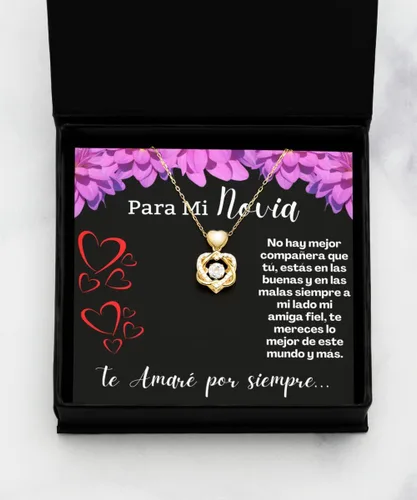 Vista 3 de Cadena de oro para novia con mensaje personalizado, regalo de aniversario de boda o Navidad, collar para mujer