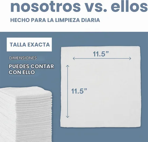 Vista 8 de S&T INC. Paquete de 50 paños de limpieza de microfibra, toallas a granel para el hogar, toallas de microfibra reutilizables para automóviles, trapos