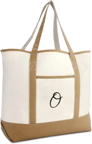 Vista 21 de DALIX Bolso de mano natural para mujer Bolsos de hombro Marrón con monograma Letra A - Z K