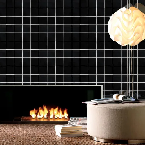 Vista 3 de Azulejo de vidrio negro para despegar y pegar, 12 x 12 pulgadas cuadrado de vidrio de mosaico para pared de cocina y baño (5 hojas, 5 pies cuadrados)