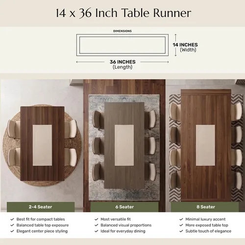 Vista 3 de Solino Home - Camino de mesa de lino natural claro, 14 x 36 pulgadas, Athena, para Acción de Gracias, Navidad, vacaciones, lavable a máquina