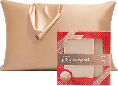 Vista 14 de Kitsch Funda de almohada de satén con cremallera, tamaño estándar, Aura