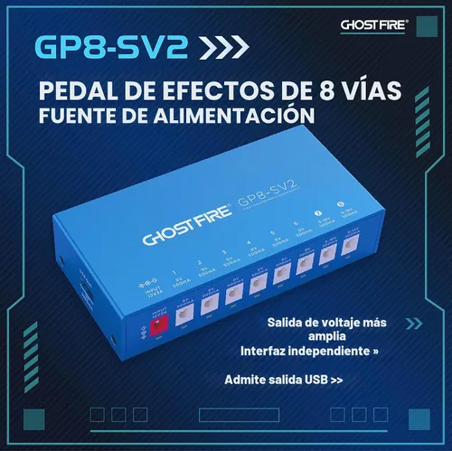 Vista 2 de GHOSTFIRE Fuente de alimentación de pedal verdaderamente aislada con 8 salidas de CC, GP8-SV2 27W Pedal Power Supply with 8 DC Outputs（2