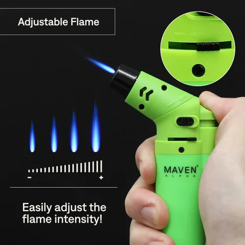 Vista 5 de Alpha+ - Encendedores de gas butano recargables, llama de chorro ajustable, mini linterna de bolsillo resistente al viento para cocina, velas